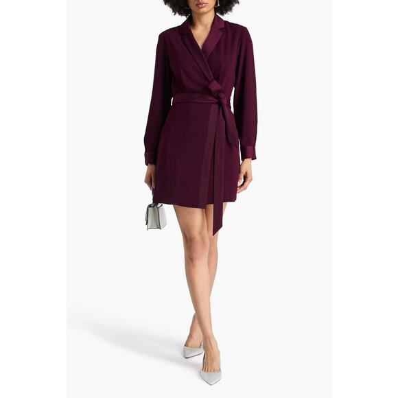 Claudie Pierlot Women's Purple Pleated Cady Mini Wrap Dress Size 40 Us 8 - Picture 4 of 13